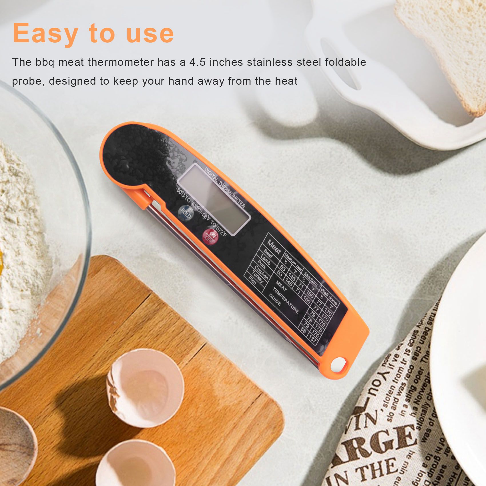 Instant Read Thermometer - ABMI-Digital Termometr do mięsa z natychmiastowym