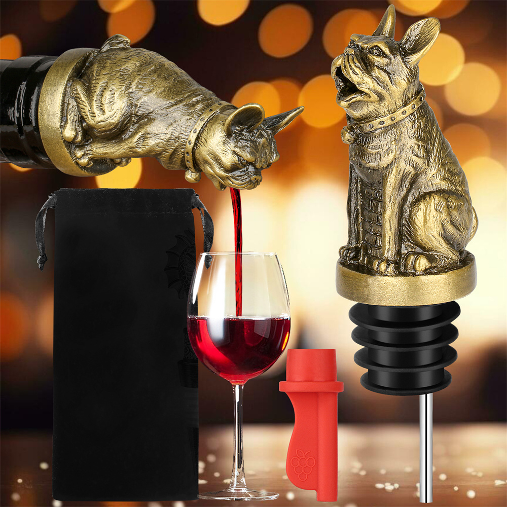 Kitchen Handy Gadgets - Śliczny Buldog Francuski Wino Pouer Korek