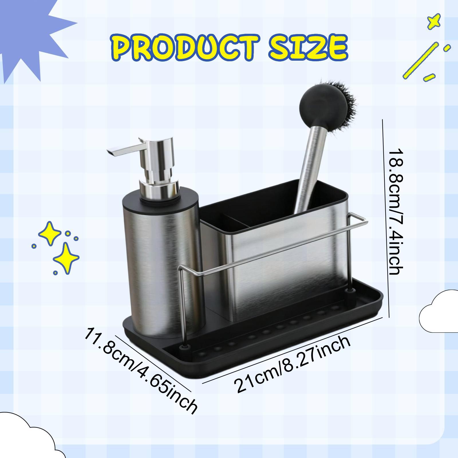 Kitchen Gadgets Dispenser Brush Holder - Zestaw dozownika mydła kuchennego z uchwytem