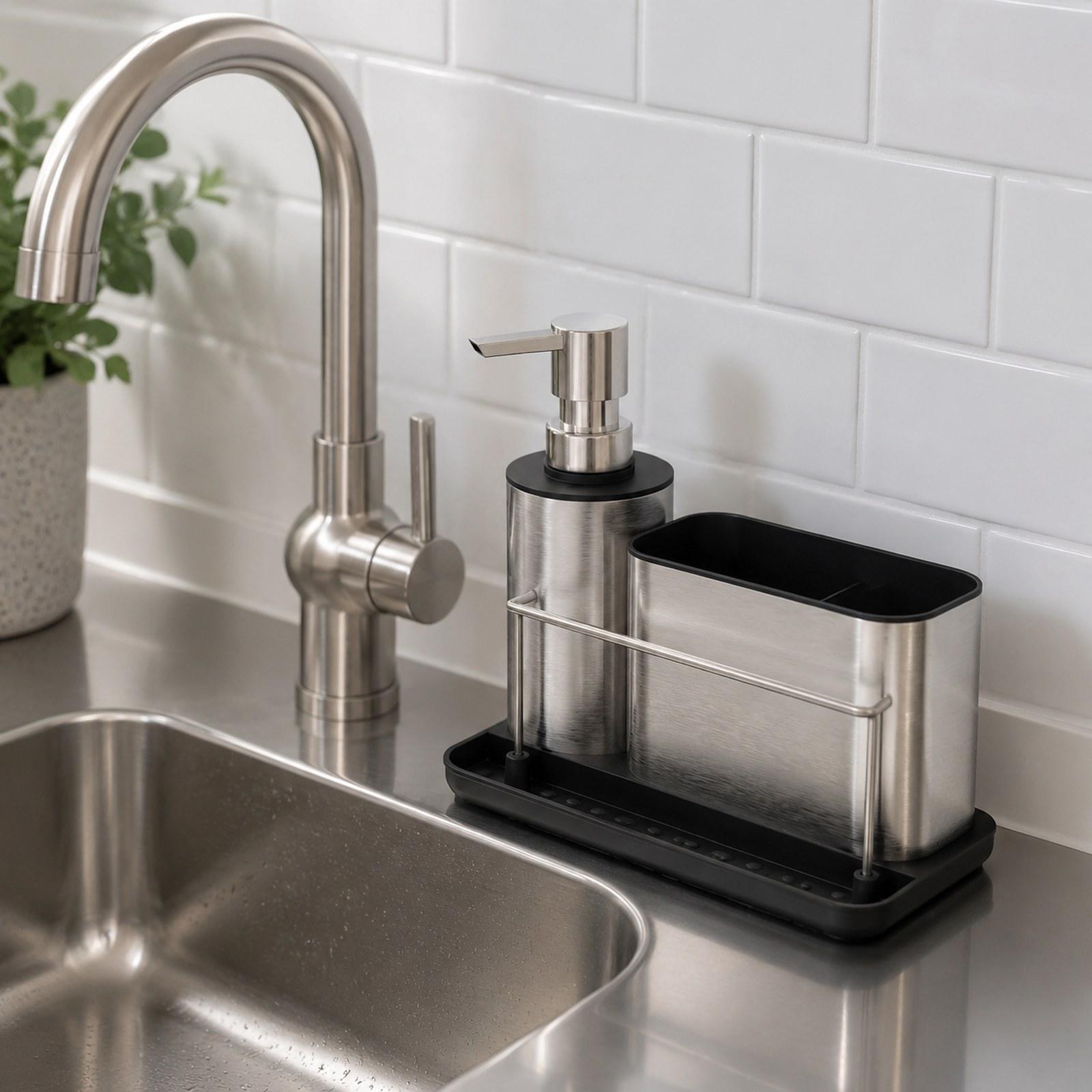 Zestaw dozownika mydła kuchenn – Kitchen Gadgets Dispenser Brush Holder recenzja i cena